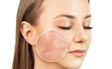 Patientin mit Couperose im Gesicht.