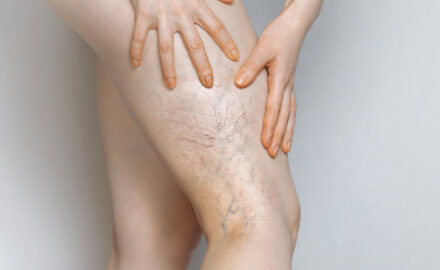 Krampfadern am Bein.